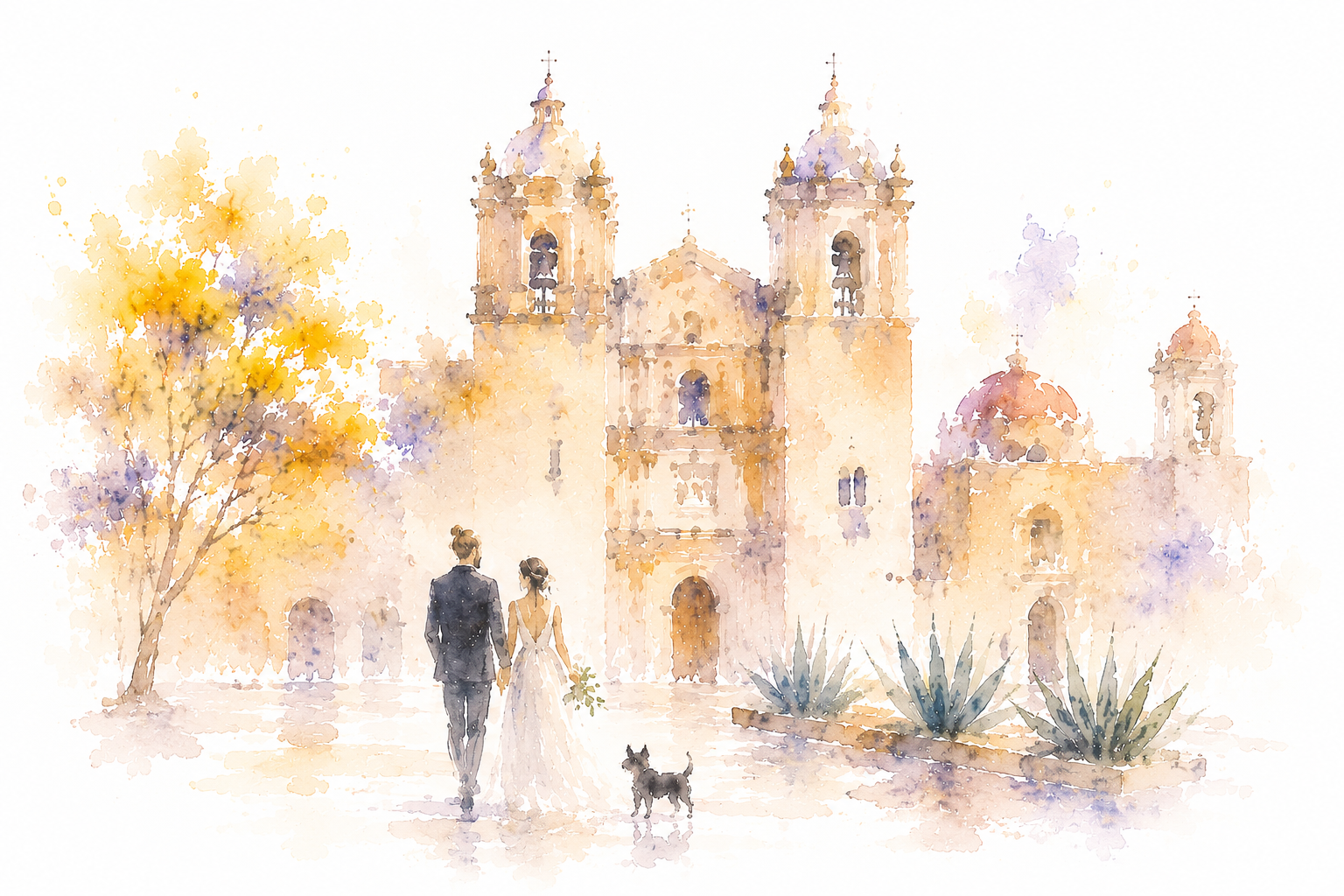 Church background with couple